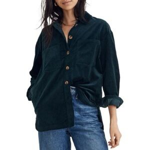 MadeWell Corduroy Kentwood Oversized Shirt-Jacket Size Small Emerald Green